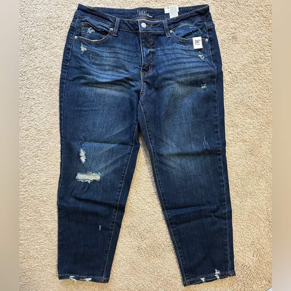 NWT Time and Tru Women's Mid Rise Slim Boyfriend Crop Jeans